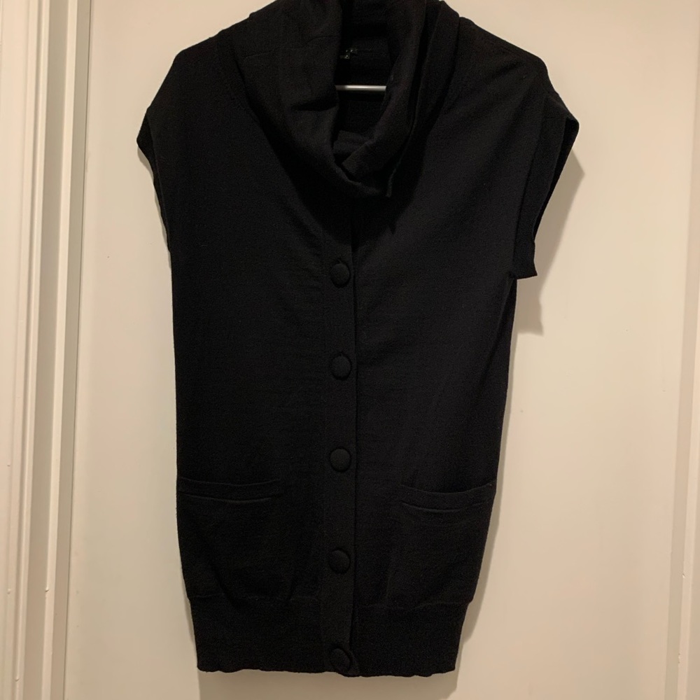 Theory Merino Wool Black Mock Neck Sweater Top